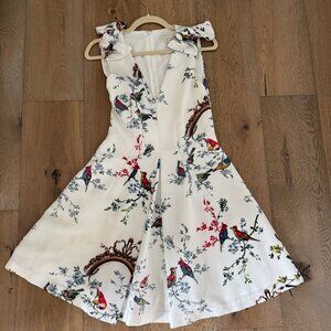 Ted Baker white floral dress with birds Size 1